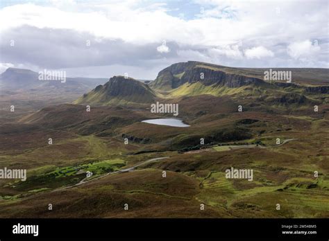 Aerial View Rugged Mountain Landscape Quiraing Isle Of Skye Scotland