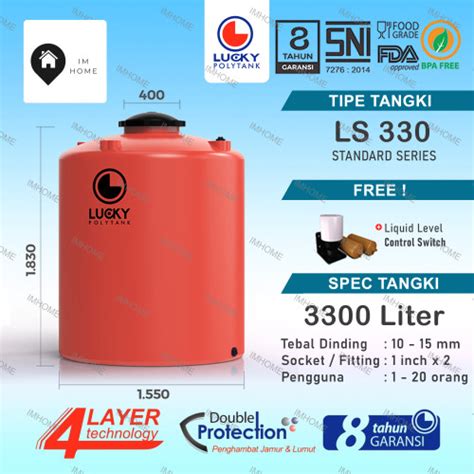 Jual Tangki Toren Air 3300 Liter Lucky Standard Ls330 3000 Liter