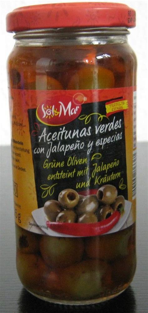 Lidl Sol Mar Aceitunas verdes con Jalapeno y especias Grüne Oliven