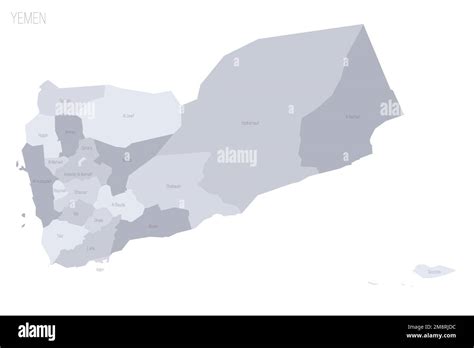 Yemen Political Map Of Administrative Divisions Governorates And Municipality Of Sanaa Grey