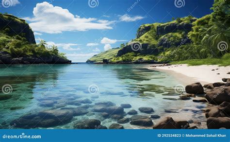 Tropical Island With Beautiful Beach With Crystal Clear Water