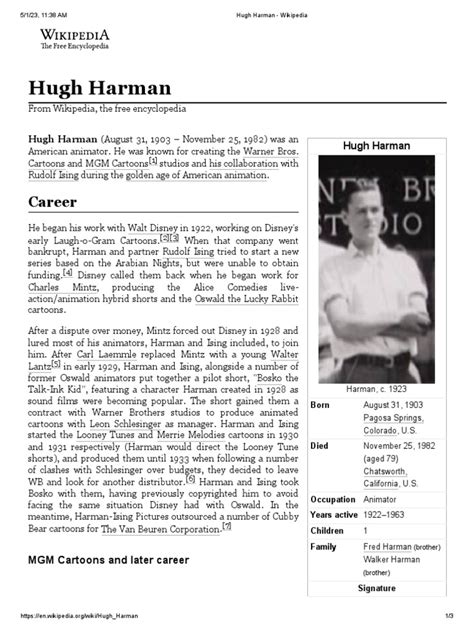 Hugh Harman: Career | PDF | American Animation | Animation