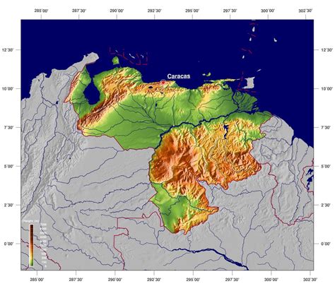 Physical map of venezuela - Map of physical map of venezuela (South ...