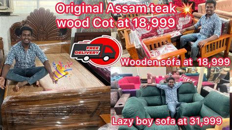 Free Delivery Original Assam Teak Wood Double Cots At Wooden