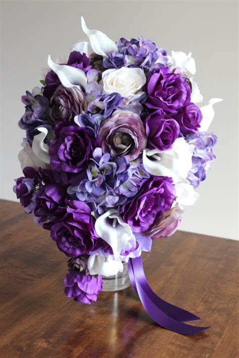 Royal Purple, Wisteria and White Silk Wedding Flowers - Part 1 — Silk Wedding Flowers and ...