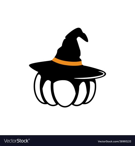 Witch hat on pumpkin silhouette Royalty Free Vector Image