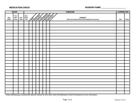 Medication Count Sheet Printable | Home health care, Health care, Home ...