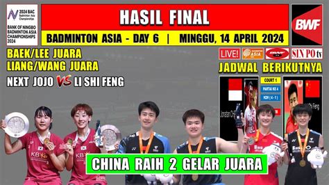 Hasil Final Badminton Asia Championship 2024 Hari Ini BAEK LEE Juara