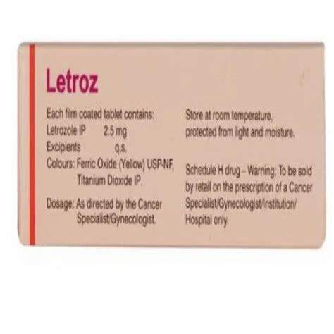 Letrozole 2 5mg Letroz Tablet Sun Pharma 5 Tablets In 1 Strip At Rs