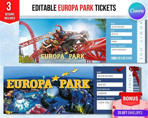 Editable Europa Park Surprise Ticket Template Printable Etsy