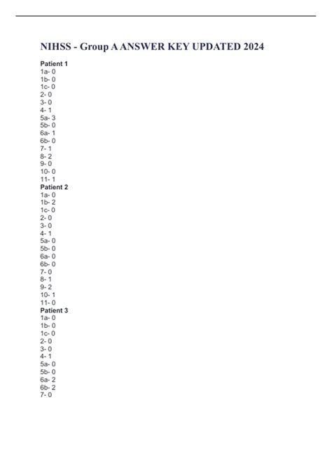 Nihss Group A Answer Key Updated Nihss Stuvia Us