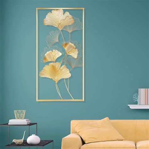 Lulu Home Metal Wall Decor X Golden Ginkgo Leaves Metal Wall