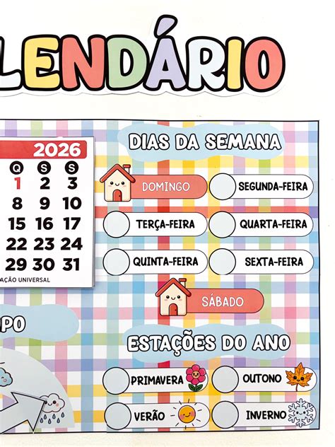 Calendario Para Sala De Aula Para Imprimir - Calendário 2026 sala de aula para impressão – Pensar Pedagógico ltda