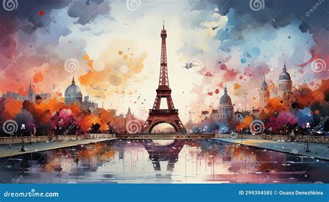 Touristic Card of Paris Views, France Stock Illustration - Illustration ...