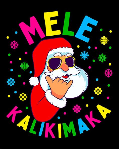 Mele Kalikimaka Christmas Santa Claus Shaka Hawaii T Digital Art By