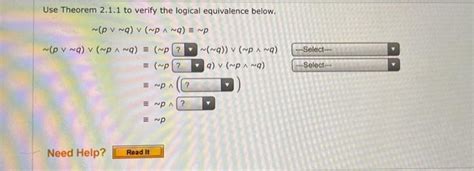 Solved Use Theorem To Verify The Logical Equivalence Chegg