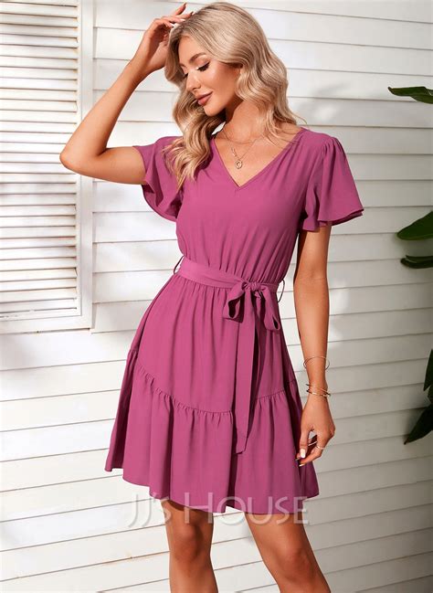 V Neck Short Sleeves Casual A Line Cotton Mini Dresses 295273581 Jjs House