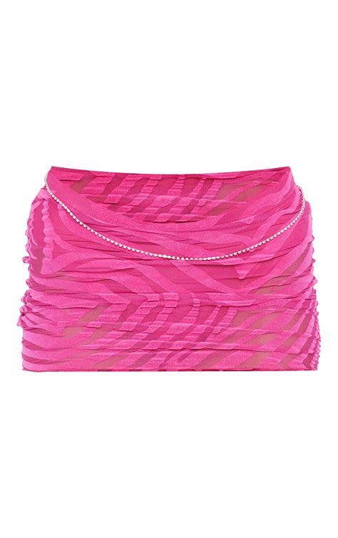 Hot Pink Zebra Devore Micro Mini Skirt Prettylittlething Uae