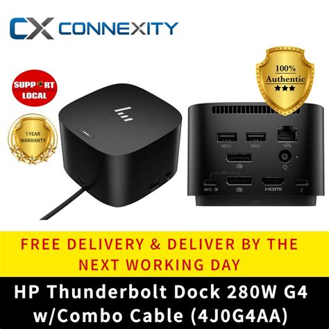 HP Thunderbolt Dock 280W G4 w/Combo Cable (4J0G4AA) | HP Thunderbolt ...