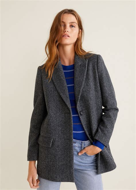 Textured Wool Blazer Women Herringbone Blazer Blazer Outfits For Women Blazer