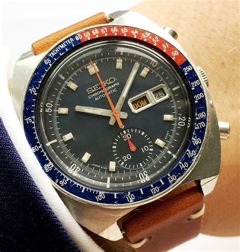 Genuine Seiko Pepsi Chronograph Automatic Vintage Portfolio