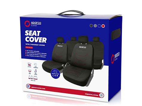 Seat Cover Kit Sparco Corsa Black Red