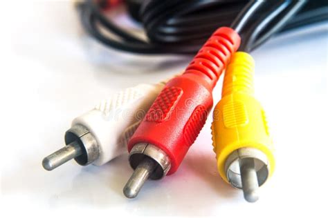 Red,yellow,white cable stock image. Image of equipment - 41507963