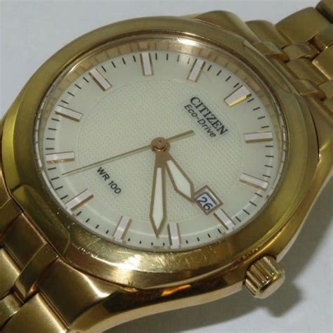 Citizen Eco Drive Wr100 Watch Stainless Steelgold Plated E111 S109120 Watchcharts