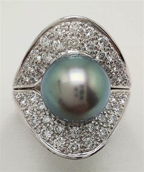 18 Carats Or Blanc Perle De Tahiti Bague 1 24 Ct Catawiki