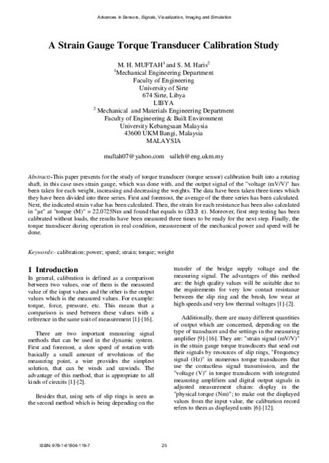 (PDF) A Strain Gauge Torque Transducer Calibration Study | Muftah ...