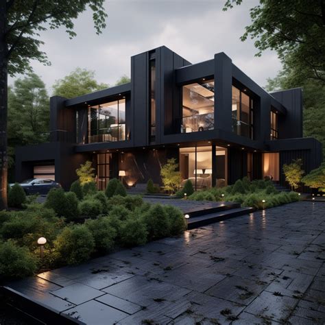 black luxury modern house | House outside design, Winter house exterior ...