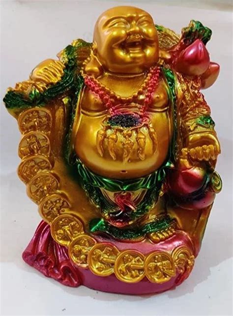 Glossy Polyresin Fiber Laughing Buddha Statue For Decoration At Best