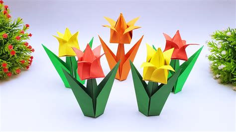 Easy To Fold Origami Tulip Flower Paper Tulip Flower Flower Making