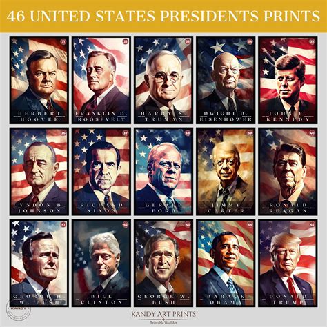 46 US Presidents Prints, US Presidents Poster, American History ...