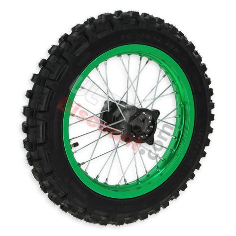 Full 14 Rear Wheel For DIRT BIKE AGB30 Green Wheels Complete Dirt