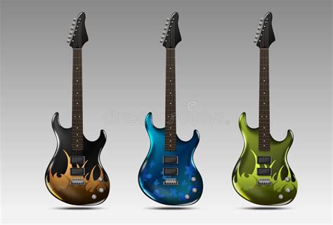 Set of Realistic Electric Guitars.Vector. Stock Illustration ...