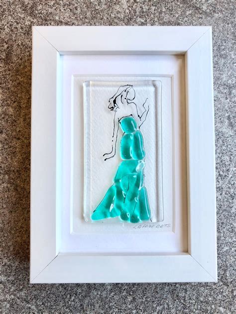 Fused Glass Lady Framed Glass Lady Fashion Dress Woman Etsy