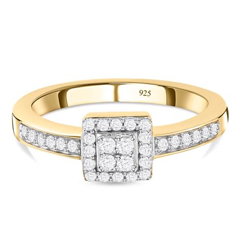 Diamant Ring 925 Silber Gelbgold Vermeil SHOPLC