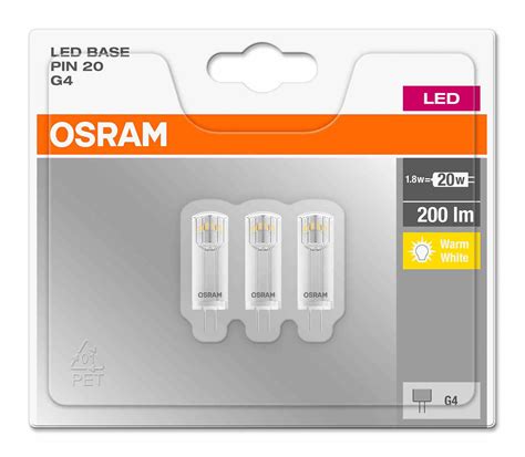 OSRAM LED BASE PIN CL 1 8W 12V 827 G4 200lm 2700K CRI 80 10000h A