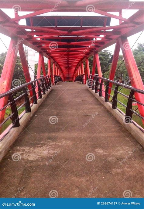 The Red Iron Bridge In Indonesia Stock Image Image Of Indonesia