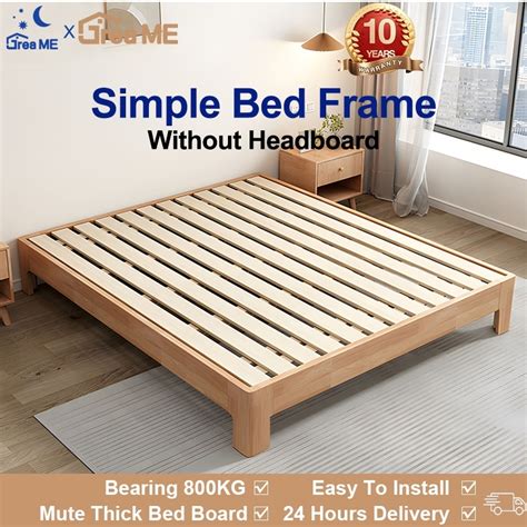 Dreame Nordic Simple Solid Wood Bed Frame / Single / Double / Queen / King / Thick Bed Legs ...