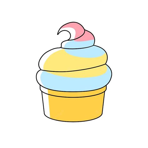 Helado En Una Taza De Gofres En Espiral Icono De Vector De Estilo