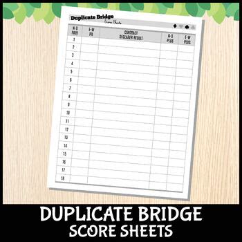 Duplicate Bridge Score Sheets by Knowledge Korner | TPT