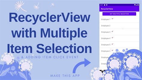 Multiple Item Selection In Recyclerview Android Recyclerview Tutorial Youtube