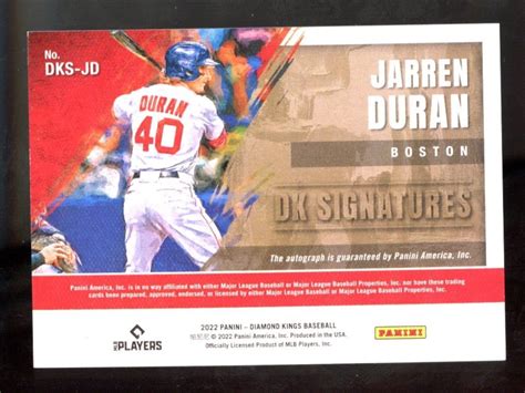 2022 Diamond Kings DK Signatures Holo Silver 99 Jarren Duran Rookie