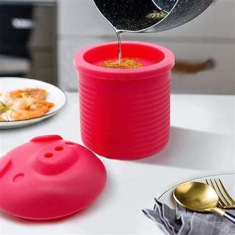 Silicone Bacon Grease Container And Strainer Silicone Jar With Strainer Frying Oil