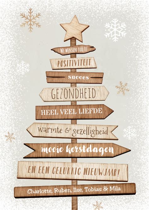 Kerstkaart Kerstboom Hout Fijne Feestdagen Kaartje2go