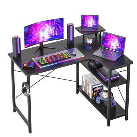 CubiCubi L Shaped Desk Small Computer Desk With Storage Shelves Home