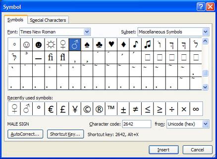 How To Insert Symbol For Male And Female In Ms Word Techyv