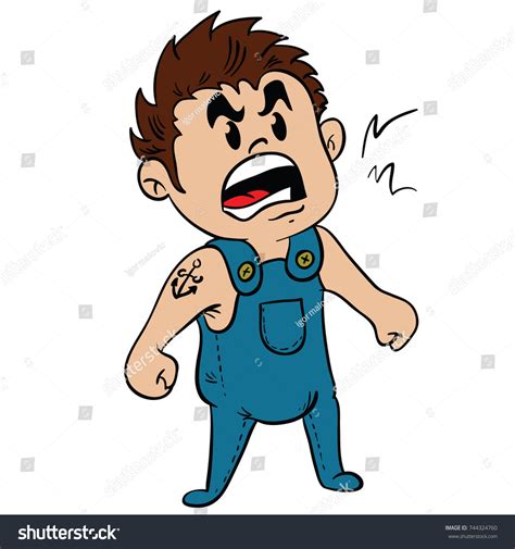 Angry Boy Shouting Cartoon Illustration Isolated Vetor Stock Livre De